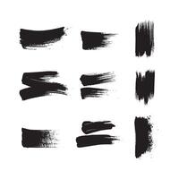 Black abstract paint Brush Stroke Set on white background Each with Unique Style vector