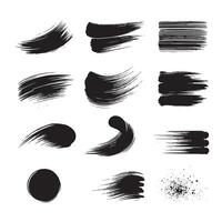 Black abstract paint Brush Stroke Set on white background Each with Unique Style vector