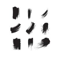 Black abstract paint Brush Stroke Set on white background Each with Unique Style vector