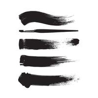 Black abstract paint Brush Stroke Set on white background Each with Unique Style vector