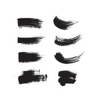 Black abstract paint Brush Stroke Set on white background Each with Unique Style vector