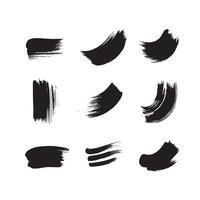 Black abstract paint Brush Stroke Set on white background Each with Unique Style vector