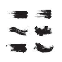 Black abstract paint Brush Stroke Set on white background Each with Unique Style vector