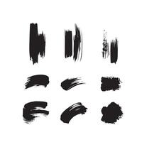 Black abstract paint Brush Stroke Set on white background Each with Unique Style vector