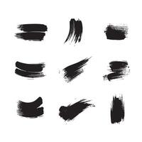 Black abstract paint Brush Stroke Set on white background Each with Unique Style vector