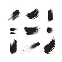 Black abstract paint Brush Stroke Set on white background Each with Unique Style vector