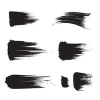 Black abstract paint Brush Stroke Set on white background Each with Unique Style vector