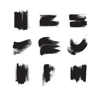 Black abstract paint Brush Stroke Set on white background Each with Unique Style vector