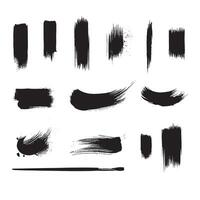 Black abstract paint Brush Stroke Set on white background Each with Unique Style vector