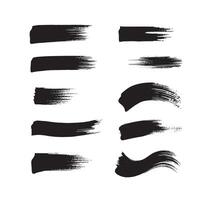 Black abstract paint Brush Stroke Set on white background Each with Unique Style vector