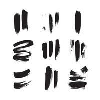 Black abstract paint Brush Stroke Set on white background Each with Unique Style vector