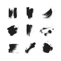 Black abstract paint Brush Stroke Set on white background Each with Unique Style vector