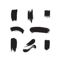 Black abstract paint Brush Stroke Set on white background Each with Unique Style vector