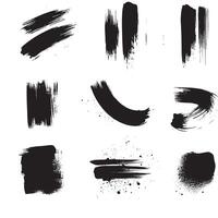 Black abstract paint Brush Stroke Set on white background Each with Unique Style vector