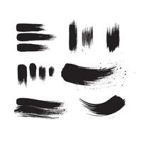 Black abstract paint Brush Stroke Set on white background Each with Unique Style vector