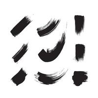 Black abstract paint Brush Stroke Set on white background Each with Unique Style vector