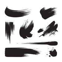 Black abstract paint Brush Stroke Set on white background Each with Unique Style vector