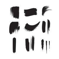 Black abstract paint Brush Stroke Set on white background Each with Unique Style vector