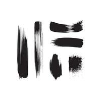 Black abstract paint Brush Stroke Set on white background Each with Unique Style vector