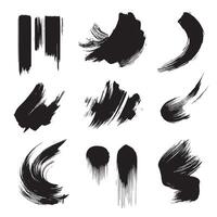 Black abstract paint Brush Stroke Set on white background Each with Unique Style vector