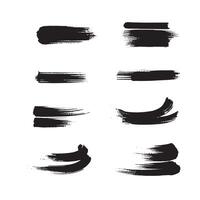 Black abstract paint Brush Stroke Set on white background Each with Unique Style vector