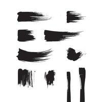 Black abstract paint Brush Stroke Set on white background Each with Unique Style vector