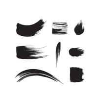 Black abstract paint Brush Stroke Set on white background Each with Unique Style vector