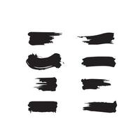 Black abstract paint Brush Stroke Set on white background Each with Unique Style vector