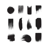 Black abstract paint Brush Stroke Set on white background Each with Unique Style vector