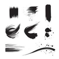 Black abstract paint Brush Stroke Set on white background Each with Unique Style vector