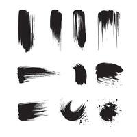 Black abstract paint Brush Stroke Set on white background Each with Unique Style vector