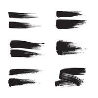Black abstract paint Brush Stroke Set on white background Each with Unique Style vector