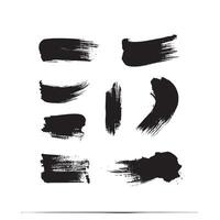 Black abstract paint Brush Stroke Set on white background Each with Unique Style vector