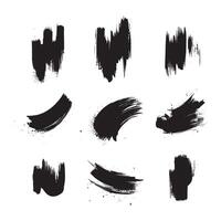 Black abstract paint Brush Stroke Set on white background Each with Unique Style vector