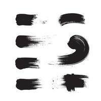 Black abstract paint Brush Stroke Set on white background Each with Unique Style vector