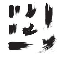 Black abstract paint Brush Stroke Set on white background Each with Unique Style vector