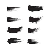 Black abstract paint Brush Stroke Set on white background Each with Unique Style vector