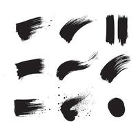 Black abstract paint Brush Stroke Set on white background Each with Unique Style vector