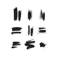 Black abstract paint Brush Stroke Set on white background Each with Unique Style vector