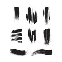 Black abstract paint Brush Stroke Set on white background Each with Unique Style vector