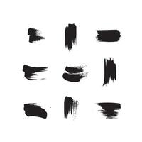 Black abstract paint Brush Stroke Set on white background Each with Unique Style vector