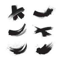 Black abstract paint Brush Stroke Set on white background Each with Unique Style vector