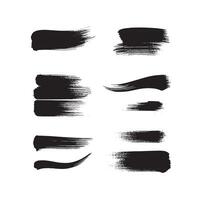 Black abstract paint Brush Stroke Set on white background Each with Unique Style vector