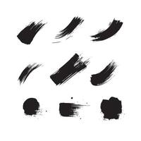 Black abstract paint Brush Stroke Set on white background Each with Unique Style vector