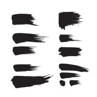 Black abstract paint Brush Stroke Set on white background Each with Unique Style vector