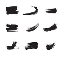 Black abstract paint Brush Stroke Set on white background Each with Unique Style vector