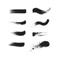 Black abstract paint Brush Stroke Set on white background Each with Unique Style vector