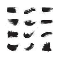 Black abstract paint Brush Stroke Set on white background Each with Unique Style vector