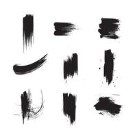 Black abstract paint Brush Stroke Set on white background Each with Unique Style vector