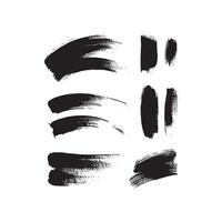 Black abstract paint Brush Stroke Set on white background Each with Unique Style vector